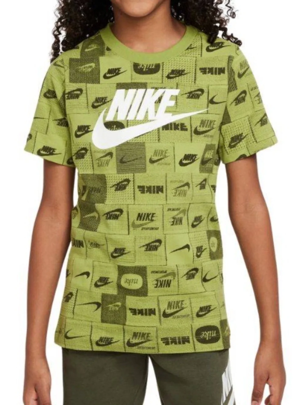 Nike Boys Green Graphic Logo Tee Shirt Size Small Athletic Sportswear S